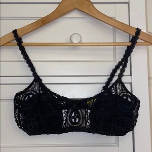 Black Crochet Bikini Top